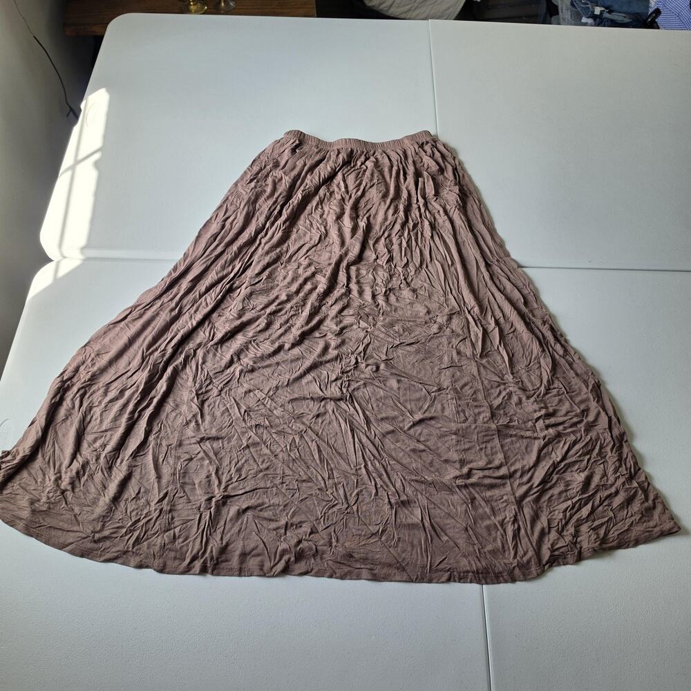 Three Bird Nest Skirt Womens Large Brown Maxi Elastic Waist Pull On Boho Long